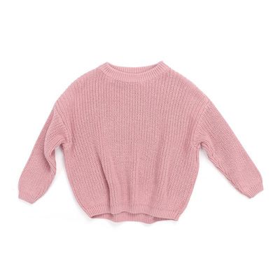 Bestgift Children's Solid Color Sweater Fall and Winter Pullover Knit Sweater Tops Pink 3 Small
