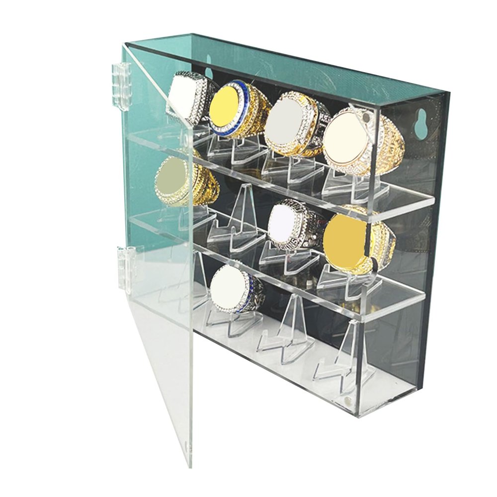 Acrylics Sports Rings Display Stand Slots Championship Rings Holder Wall Mounted Storage Case With Protective Designs