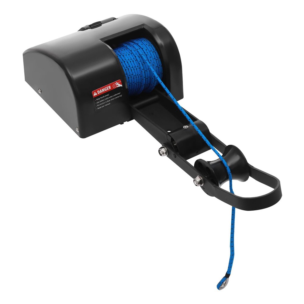 Electric Anchor Winch, 35lbs Boat Anchor Wench 12V Marine Saltwater Anchor Windlass Kit with Wireless Remote Control &100FT Nylon Rope, Heavy Duty Towing Winches Boat Trailer Winch For 24ft Long Boats