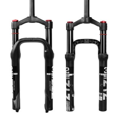 ZTZ 20 * 4.0 inch Fat Tire Air Suspension Fork - 130mm Travel, 135mm Spacing Hub, 9mm QR, Crown Lockout,Ultralight Fat Tire Bike Front Fork, Fit for Snow Beach XC Mountain Bikes