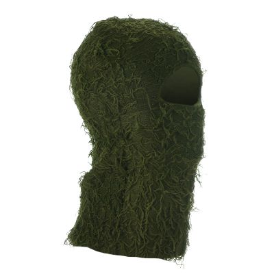 PATIKIL Distressed Balaclava Ski Mask, Balaclava Camo Knitted Face Mask Windproof Full Face Cover for Women Men Outdoor Sports, Olive Green