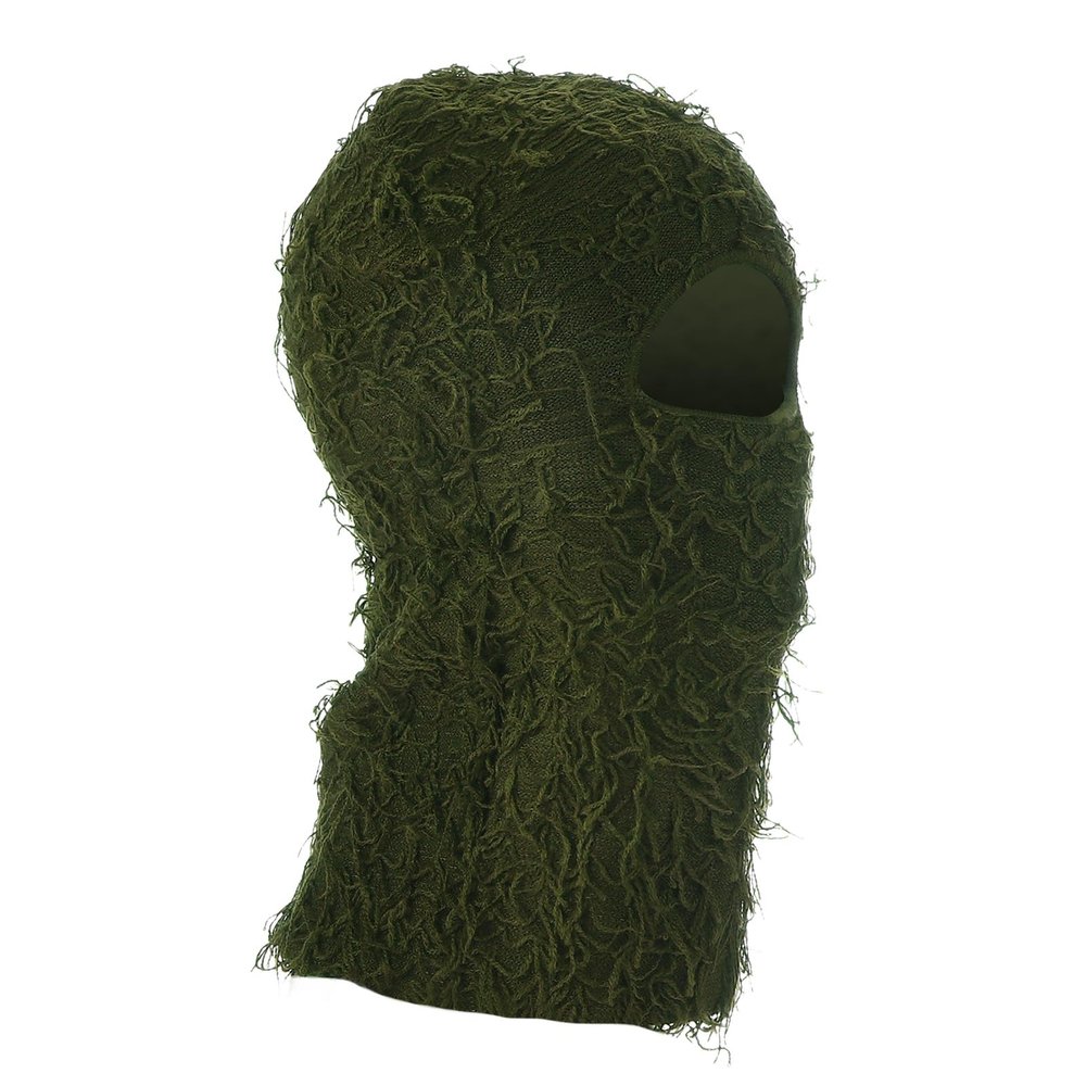 PATIKIL Distressed Balaclava Ski Mask, Balaclava Camo Knitted Face Mask Windproof Full Face Cover for Women Men Outdoor Sports, Olive Green