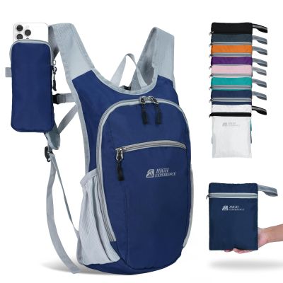 HIGH EXPERIENCE Hiking Backpack 10L/15L Small Daypack Lightweight Packable Travel Foldable Water Resistan for Women Men (Navy Blue, 15L)