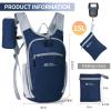 HIGH EXPERIENCE Hiking Backpack 10L/15L Small Daypack Lightweight Packable Travel Foldable Water Resistan for Women Men (Navy Blue, 15L) view 3
