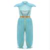 Alvivi Women's Arabian Princess Costume Belly Dance Fancy Dress One Piece Outfit Silk Fairy Jumpsuit Light Blue Medium view 4