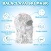 PATIKIL Distressed Balaclava Ski Mask, Balaclava Camo Knitted Face Mask Windproof Full Face Cover for Women Men Outdoor Sports, Grey/White view 3