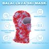 PATIKIL Distressed Balaclava Ski Mask, Balaclava Camo Knitted Face Mask Windproof Full Face Cover for Women Men Outdoor Sports, Light Purple/Red view 3