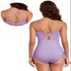 Aleumdr Ribbed One Piece Swimsuits for Women Tummy Control Tie Side High Cut Ruched Drawstring Bathing Suits Printed Wisteria Purple Small view 2