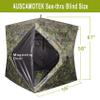 AUSCAMOTEK See Through Ground Blind for Deer Hunting, 2-3 Person Pop-Up Camouflage Blind view 2