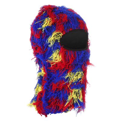 PATIKIL Distressed Balaclava Ski Mask, Balaclava Camo Knitted Face Mask Windproof Full Face Cover for Women Men Outdoor Sports, Camo Rainbow