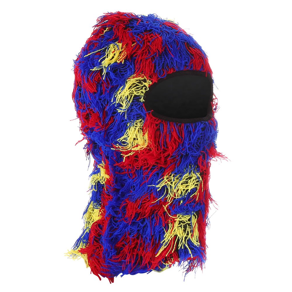 PATIKIL Distressed Balaclava Ski Mask, Balaclava Camo Knitted Face Mask Windproof Full Face Cover for Women Men Outdoor Sports, Camo Rainbow
