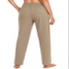 SANTINY Women's Cotton Sweatpants Yoga Lounge Casual Pants Open Bottom Sweat Pants for Women with Pockets (Light Brown_3XL) view 3
