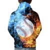 3D Baseball Novelty Boys Girls Hoodies, Long Sleeve Pullover Sweatshirt with Front Pocket for Kids Teens view 2