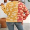 TIAFORD Women's Oversized Color Block Cardigan Sweaters Casual Leopard Print Long Sleeve Button Down Open Front Sweater Loose Knit Outerwear view 3