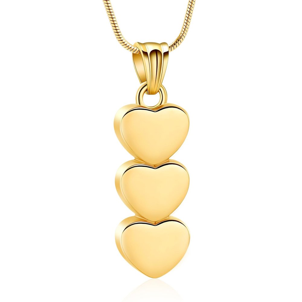 AIWENXI Three Love Hearts Cremation Jewelry Urns Necklaces for Ashes Stainless Steel Keepsakes Gifts Lover Ash Pendant Jewelry for Men Women
