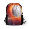 FunnyStar Volleyball in Fire Drawstring Backpack Waterproof Sackpack Sports Gym String Bag with Shoes Compartment view 1