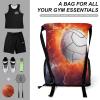 FunnyStar Volleyball in Fire Drawstring Backpack Waterproof Sackpack Sports Gym String Bag with Shoes Compartment view 3