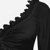 ROSE GAL Women Plus Size Renaissance Peasant Blouses Lace Trim Hollow Out Cinched Bell Trumpet Sleeves Pirate Costume Top Medieval Victorian Costume(Black_1/2X) view 3