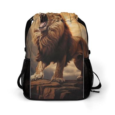 FunnyStar Animal Lion Drawstring Backpack Waterproof Sackpack Sports Gym String Bag with Shoes Compartment