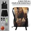 FunnyStar Animal Lion Drawstring Backpack Waterproof Sackpack Sports Gym String Bag with Shoes Compartment view 3