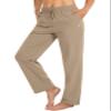 SANTINY Women's Cotton Sweatpants Yoga Lounge Casual Pants Open Bottom Sweat Pants for Women with Pockets (Light Brown_L) view 1