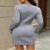 AGYMNX Women's 2024 Fall Sweater Dress Long Sleeve V Neck Cable Knit Chunky Bodycon Pullover Jumper Sweaters Short Dress Gray XL view 2