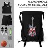 FunnyStar Vintage Guitar British Jack Union Flag Drawstring Backpack Waterproof Sackpack Sports Gym String Bag with Shoes Compartment view 3