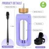 FULBEVY Glass Water Bottles 64 oz - Half Gallon Large Motivational Daily Water Intake Bottle Time Marker - Glass Water Bottle With Straw, Silicone Sleeve 2 Lids, Handle Spout & Bamboo Lid(Purple) view 2