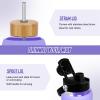 FULBEVY Glass Water Bottles 64 oz - Half Gallon Large Motivational Daily Water Intake Bottle Time Marker - Glass Water Bottle With Straw, Silicone Sleeve 2 Lids, Handle Spout & Bamboo Lid(Purple) view 3