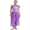 Alvivi Women's Arabian Princess Costume Belly Dance Fancy Dress One Piece Outfit Silk Fairy Jumpsuit Purple 4X-Large view 1