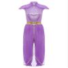 Alvivi Women's Arabian Princess Costume Belly Dance Fancy Dress One Piece Outfit Silk Fairy Jumpsuit Purple 4X-Large view 3