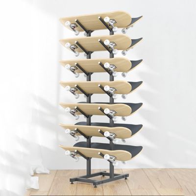 5 7 Tier Snowboard Storage Holder, Ski Rack | Wakeboard Rack, Skateboard Organizer Rack, Home Gym Organize Holder, Standing Metal Snowboard Storage Rack, Floor Display Stand for Garage/Shop(7tier)