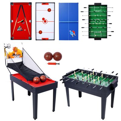 Multi Game Table, Foosball Table, Ping Pong Table, Billiards, Push Hockey, Basketball, Table Games for Party, Game Room, Black/Red (Black/Red, 43 Inch)