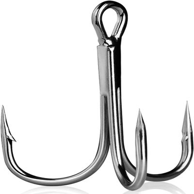 Natufish Fishing Treble Hooks 25Pcs Triple Hook Silver/High Carbon Steel/Sharp Barbed for Link Split Rings on Hard Lures Freshwater Saltwater(Size 14#)