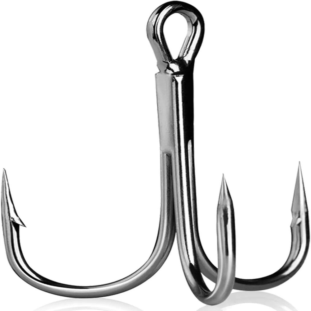 Natufish Fishing Treble Hooks 25Pcs Triple Hook Silver/High Carbon Steel/Sharp Barbed for Link Split Rings on Hard Lures Freshwater Saltwater(Size 14#)