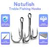 Natufish Fishing Treble Hooks 25Pcs Triple Hook Silver/High Carbon Steel/Sharp Barbed for Link Split Rings on Hard Lures Freshwater Saltwater(Size 14#) view 2