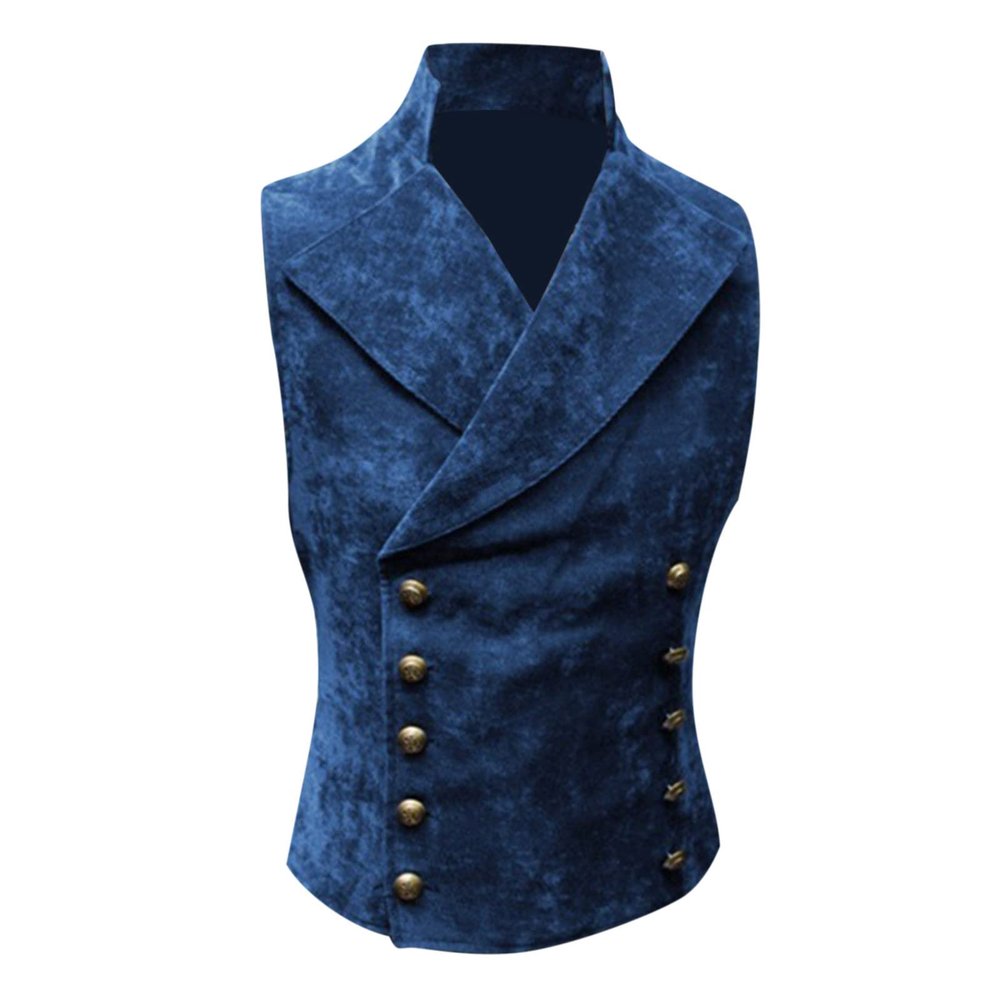 XUNRYAN Mens Medieval Renaissance Vest Pirate Gothic Halloween Costume Victorian Jackets Sleeveless Jacquard Suede Waistcoat