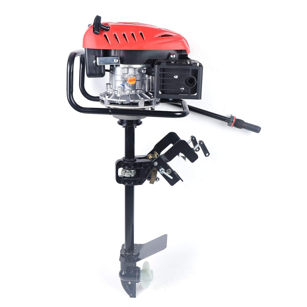 BAIODNB 4 Stroke 3.2KW Outboard Motor Engine, Heavy Duty Fishing Boat Engine with OHV, Single Cylinder Horizontal Gasoline Boat Engine Mud Motor for Inflatable Boats, Rubber Boats, Fishing Boats