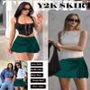 Avidlove Y2k Pleated Mini Skirt Drawstring Tennis Skirts Ruffle Flowy Skirts Green, L view 2