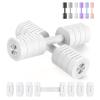MERACH Dumbbell Set of 2, Adjustable Weight, Anti-slip Handle, Macaron Colors, Each 2.2/4.4/6.6/8.8 lbs, 4 in 1 Hand Weights for Women at Home, White view 1
