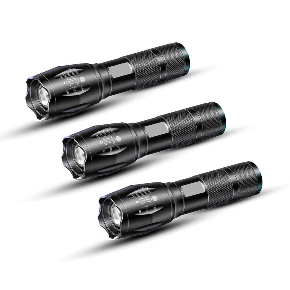 MODOAO Tactical Flashlights 3 Pack, LED Flashlights High Lumens with 5 Modes, Adjustable Brightness Flash Light for Emergency, Camping Flashlight