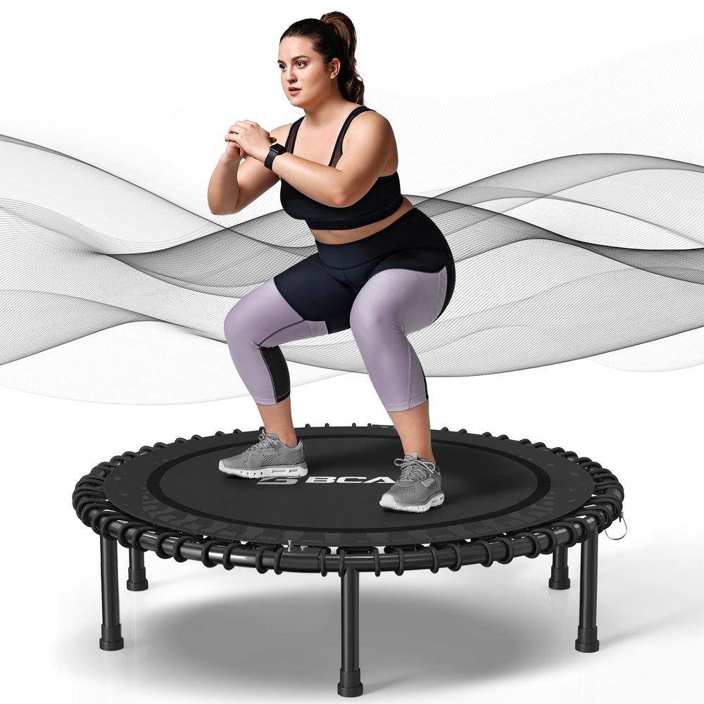 BCAN 40" Adult Fitness Trampoline with Durable Bungees, Stable & Quiet Exercise Rebounder,Great Mini Trampoline for Indoor/Garden Workout - Black