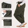 Hvididan Cargo Pants Joggers for Girls, Quick Dry Casual Kids Girls Hiking Parachute Pants Slim Fit with Pockets and Drawstring, Lightweight High Waisted Trousers, Army Green Size 9-10 Years view 2