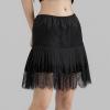 Women's Y2k Lace Half Slip Skirt Fairy Mesh Floral Low Waist Pleated Skirt Layered Flowy Short Skirts Underskirt (Black, L) view 3