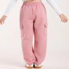 Hvididan Cargo Pants Joggers for Girls, Quick Dry Casual Kids Girls Hiking Climbing Pants Slim Fit with Pockets and Drawstring, Lightweight High Waisted Trousers, Pink Size 9-10 Years view 2