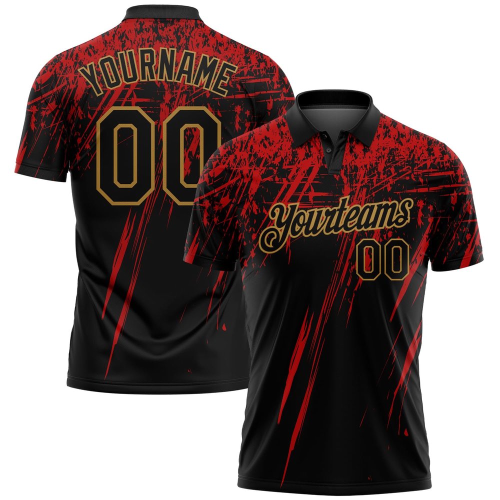 Design Your Own Golf Polo Shirts Black and Red, Custom Artistic Tennis Bowling Shirts, Personalized Team Jerseys with Printed Name Number Logo for Women Men Youth