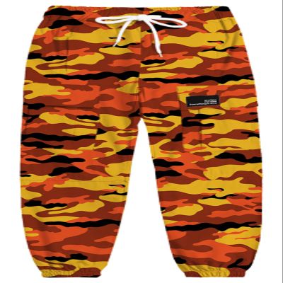 Cromoncent Girls Cargo Pants Elastic Waist Lightweight Outdoor Jogger Pants, Camo Orange Red 6-7 Years