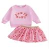 Aifawile Toddler Kids Baby Girl Christmas Outfits Santa Print Crewneck Sweatshirt Tops Tutu Skirts Set Fall Winter Clothes (07- Pink, 2-3T) view 1