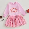 Aifawile Toddler Kids Baby Girl Christmas Outfits Santa Print Crewneck Sweatshirt Tops Tutu Skirts Set Fall Winter Clothes (07- Pink, 2-3T) view 2