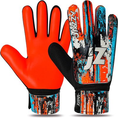 Jazzy Sports Soccer Goalie Gloves for Kids, Youth Goalkeeper Gloves Anti Slip 4mm Latex Palm with Strong Grip Double Wrist Protection (Orange, Size 8 Suitable for Size M-L Adult)